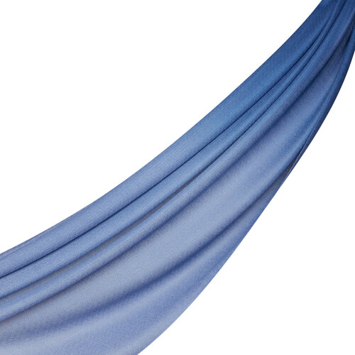 Metallic Blue Gradient Wool Silk Scarf