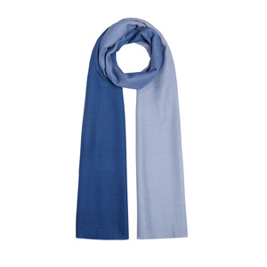 Metallic Blue Gradient Wool Silk Scarf - Thumbnail