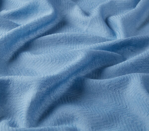 Metallic Blue Herringbone Patterned Wool Silk Shawl - Thumbnail