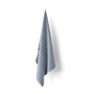 Metallic Blue Houndstooth Silk Twill Scarf - Thumbnail