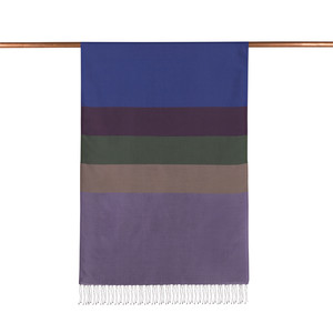 ipekevi - Metallic Blue Kushak Striped Silk Scarf (1)