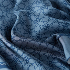 Metallic Blue Mini Seljuk Monogram Silk Twill Scarf - Thumbnail