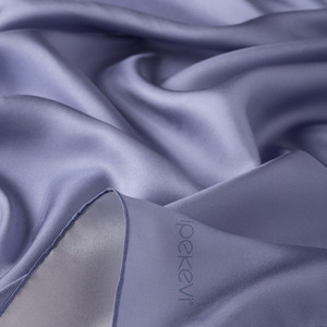 ipekevi - Metallic Blue Plain Silk Twill Scarf (1)