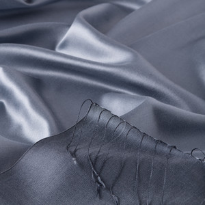 Metallic Blue Reversible Silk Scarf - Thumbnail