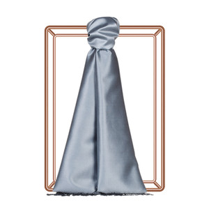 Metallic Blue Reversible Silk Scarf - Thumbnail