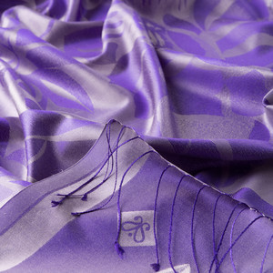 Metallic Blue Royal Garden Jacquard Silk Scarf - Thumbnail