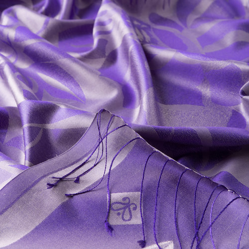 Metallic Blue Royal Garden Jacquard Silk Scarf