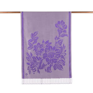 Metallic Blue Royal Garden Jacquard Silk Scarf - Thumbnail