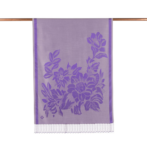 Metallic Blue Royal Garden Jacquard Silk Scarf