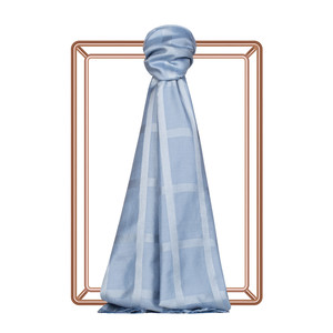 Metallic Blue Satin Silk Scarf - Thumbnail