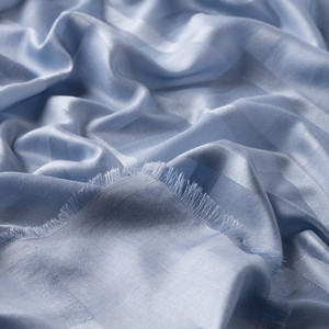 Metallic Blue Satin Silk Scarf - Thumbnail