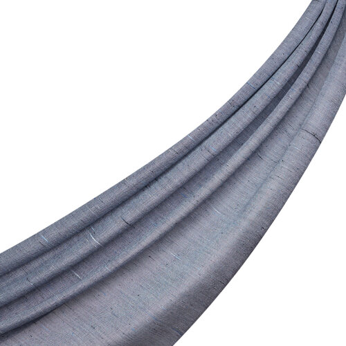 Metallic Blue Shantung Wool Silk Scarf