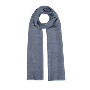 ipekevi - Metallic Blue Shantung Wool Silk Scarf (1)