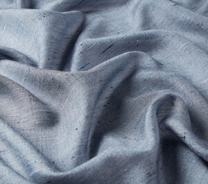 Metallic Blue Shantung Wool Silk Scarf - Thumbnail