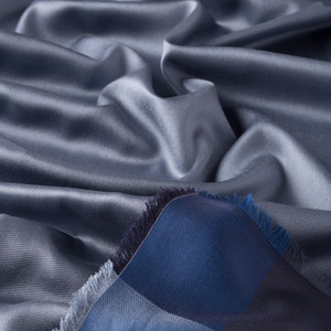 Metallic Blue Silk Twill Scarf - Thumbnail
