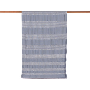 ipekevi - Metallic Blue Thin Lurex Striped Silk Scarf (1)