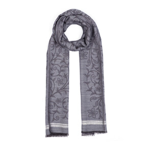 ipekevi - Metallic Blue Vine Garden Print Scarf (1)