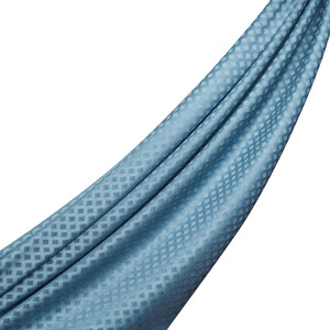 Metallic Blue Wool Silk Scarf - Thumbnail