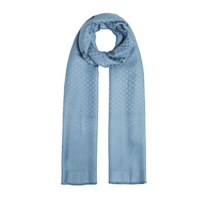 Metallic Blue Wool Silk Scarf - Thumbnail