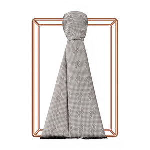 ipekevi - Metallic Silver IE Monogram Cotton Silk Scarf