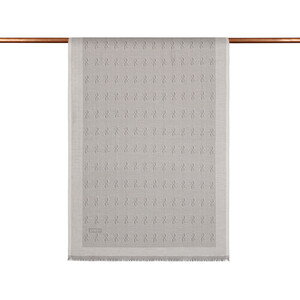 ipekevi - Metallic Silver IE Monogram Cotton Silk Scarf (1)