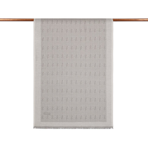 Metallic Silver IE Monogram Cotton Silk Scarf