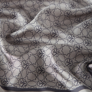 Metallic Silver Mini Seljuk Monogram Silk Twill Scarf - Thumbnail