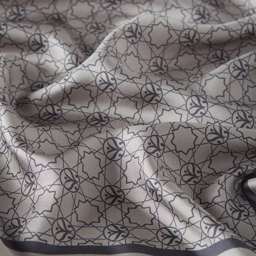 Metallic Silver Mini Seljuk Monogram Silk Twill Scarf