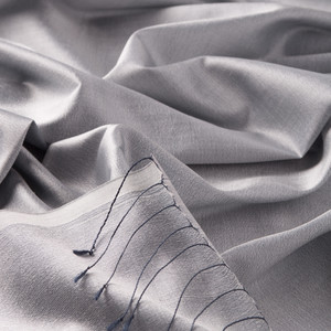 Metallic Silver Plain Silk Scarf - Thumbnail