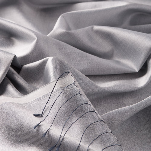 Metallic Silver Plain Silk Scarf