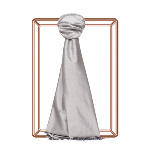 Metallic Silver Plain Silk Scarf