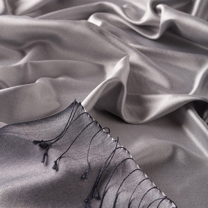 ipekevi - Metallic Silver Reversible Silk Scarf (1)