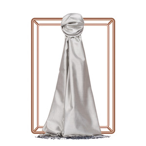 Metallic Silver Reversible Silk Scarf - Thumbnail