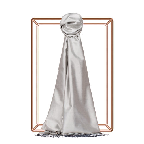 Metallic Silver Reversible Silk Scarf