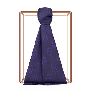 ipekevi - Midnight Blue IE Monogram Wool Silk Scarf