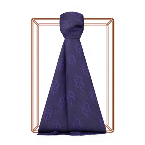 Midnight Blue IE Monogram Wool Silk Scarf