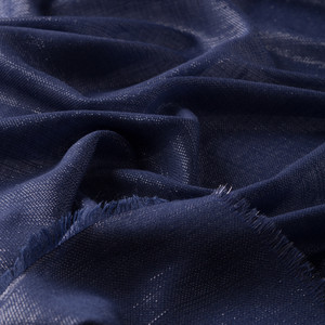Midnight Blue Lurex Wool Silk Scarf - Thumbnail
