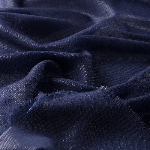 Midnight Blue Lurex Wool Silk Scarf