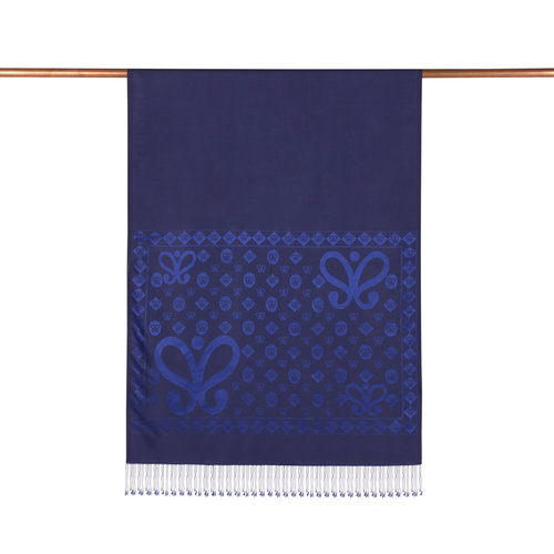 Midnight Blue Semi Monogram Print Silk Scarf