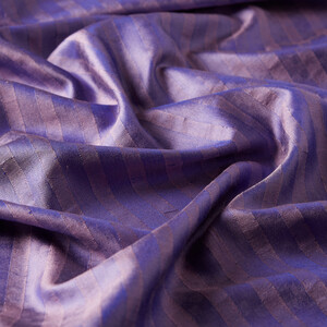 Midnight Blue Stripe Patterned Silk Shawl - Thumbnail