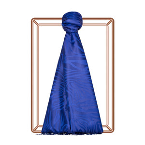 Midnight Blue Zebra Jacquard Silk Scarf - Thumbnail