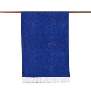 Midnight Blue Zebra Jacquard Silk Scarf - Thumbnail