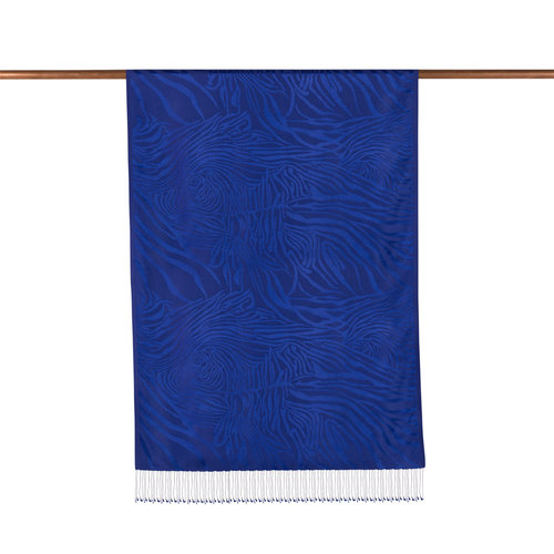 Midnight Blue Zebra Jacquard Silk Scarf