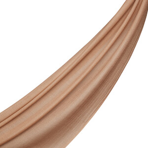 Milky Brown Ikat Print Wool Silk Scarf - Thumbnail