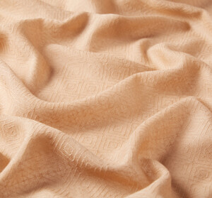 Milky Brown Ikat Print Wool Silk Scarf - Thumbnail