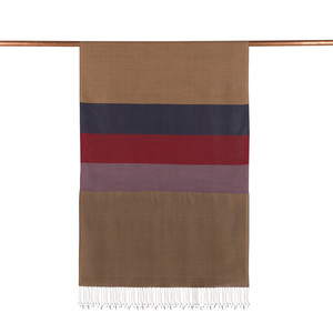 ipekevi - Milky Brown Kushak Striped Silk Scarf (1)