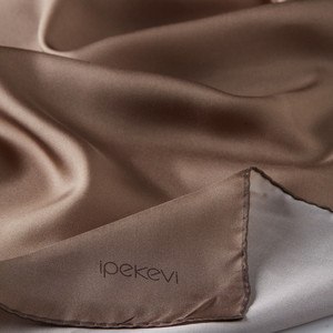 Milky Brown Plain Silk Twill Scarf - Thumbnail