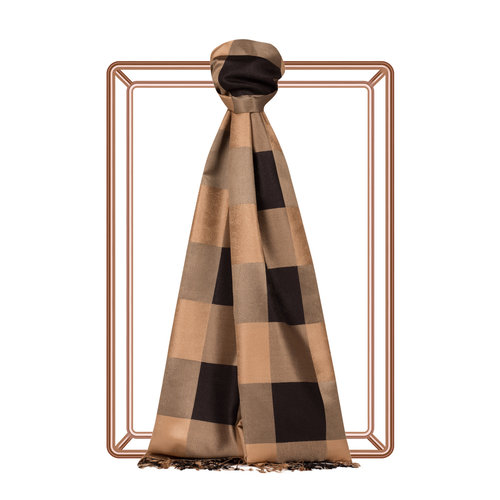 Milky Coffee Buffalo Checked Silk Scarf