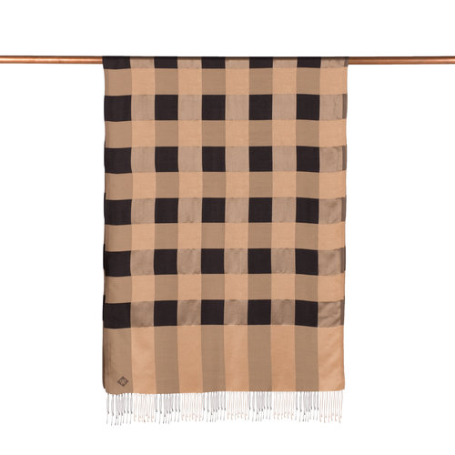 Milky Coffee Buffalo Checked Silk Scarf