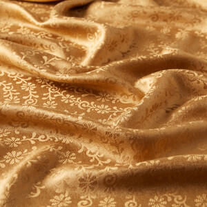 ipekevi - Milky Coffee Golden Horn Pattern Silk Scarf Shawl (1)
